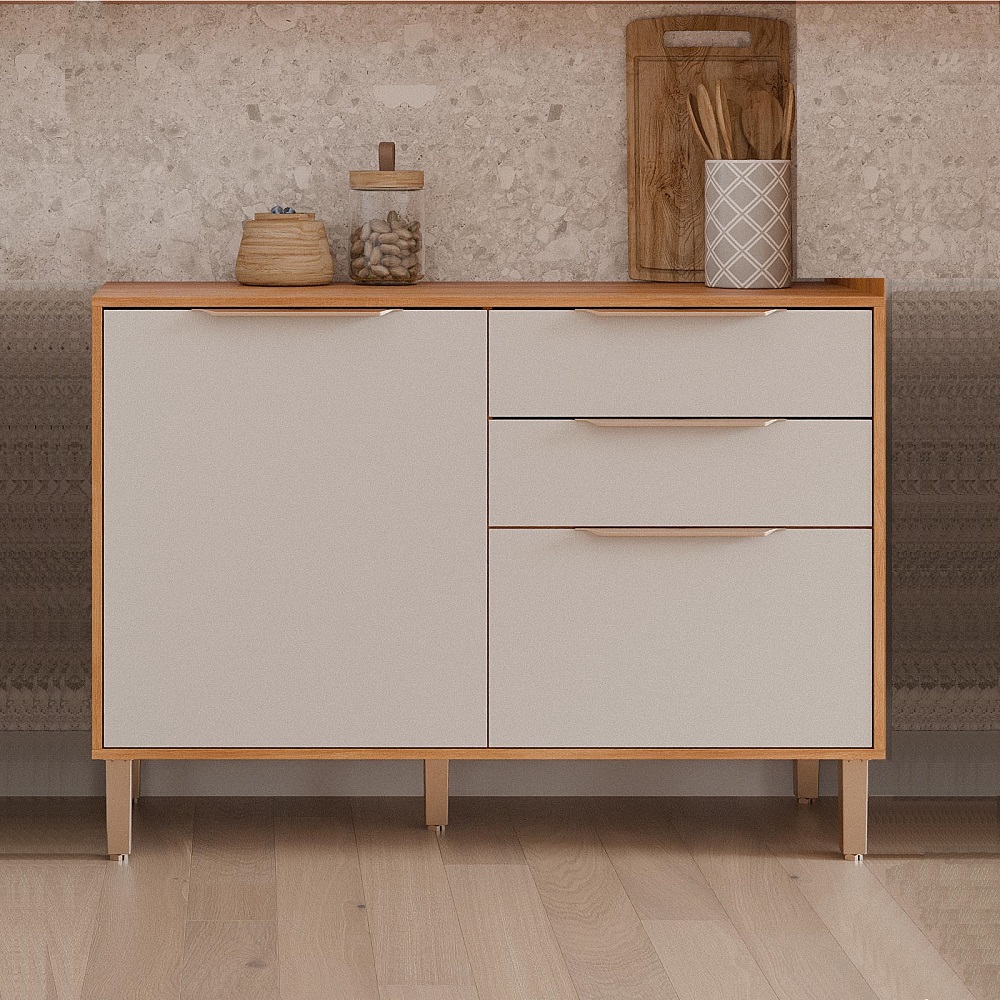 Balcão de Cozinha com Tampo 2 Pts 2 Gav Cinamomo/Off White MGM Divina Esplend - 100% MDF, , large image number 1