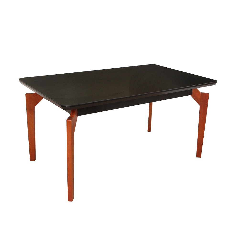 Mesa De Jantar 6 Cadeiras Retangular Tampo de Vidro São Carlos Abeille Mel/Preto, , large image number 1