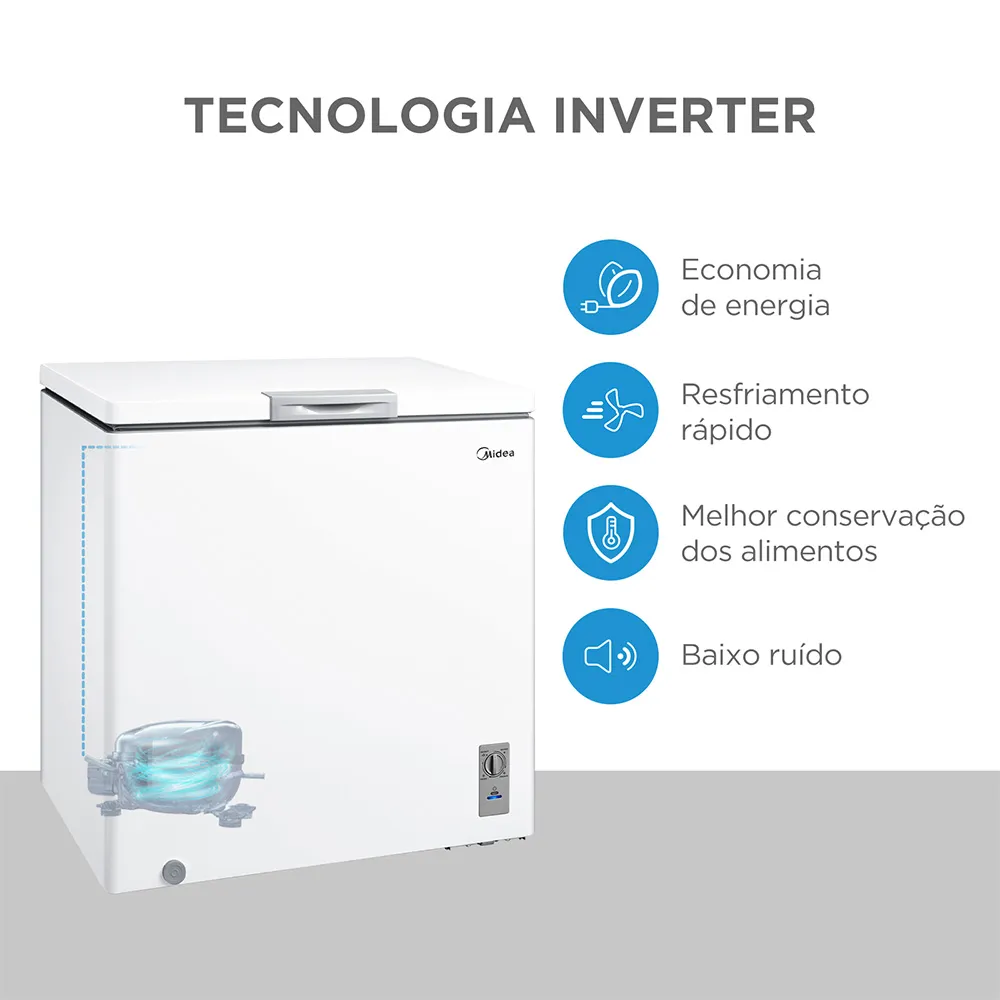 Freezer Horizontal Midea Inverter 1 Porta MDRC207SFZ013 Bivolt 142L Branco, , large image number 3