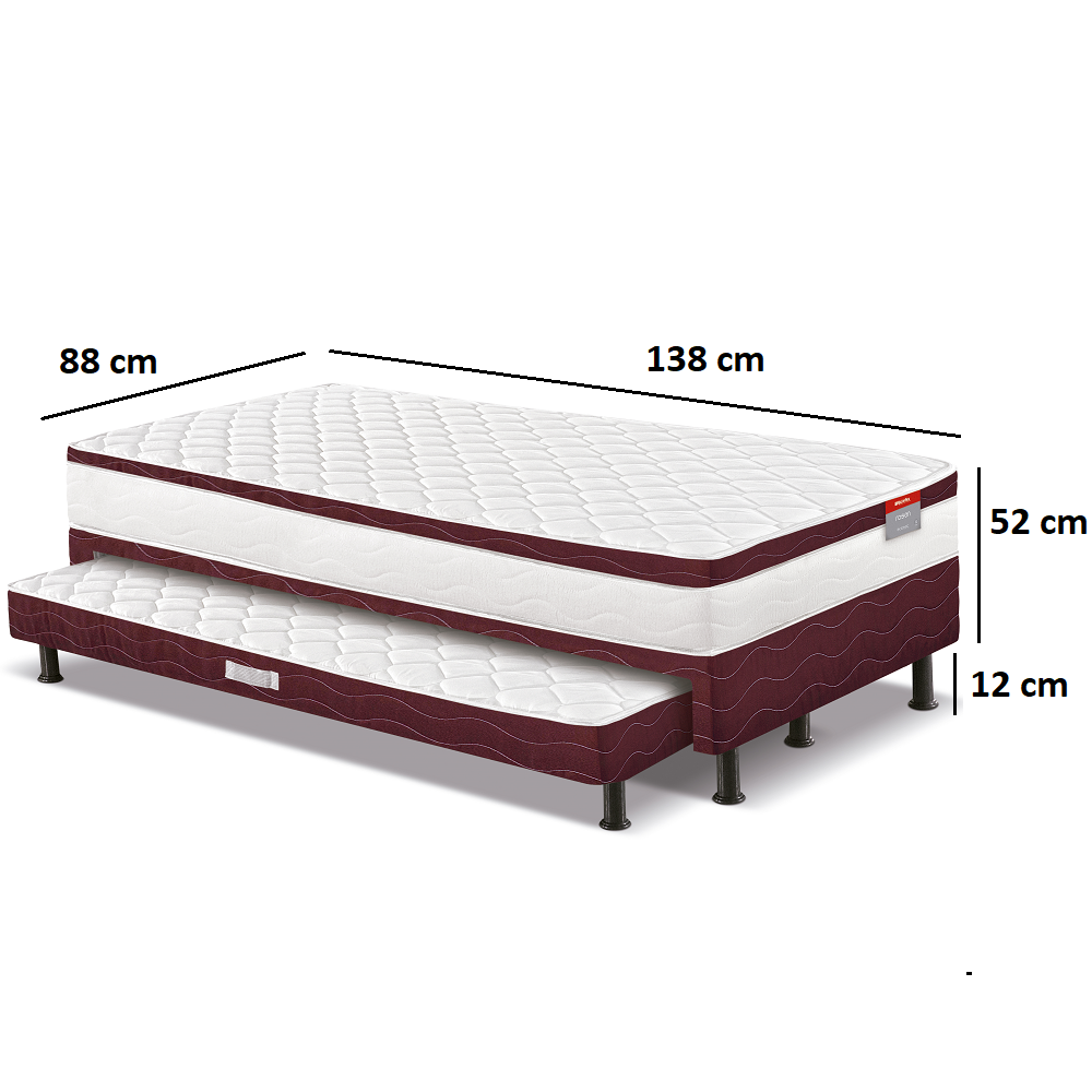 Cama Box Solteir&atilde;o Conjugada com Auxiliar Rosen Molas Bonel e Ortop&eacute;dica 88x188x64 cm Reconflex, , large image number 5