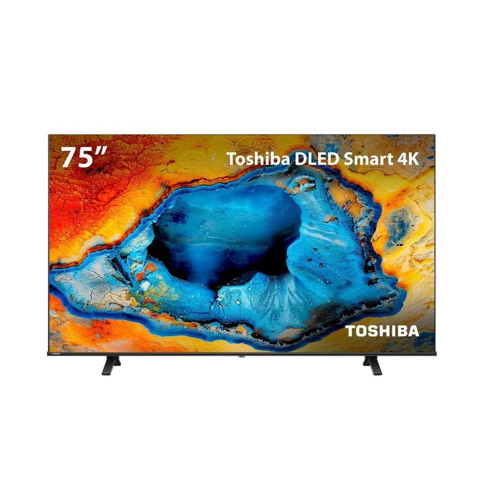 Smart TV 75 Polegadas Toshiba DLED 4K Wi-Fi Processador Engine ZR VIDAA 3 HDMI 2 USB TB033M