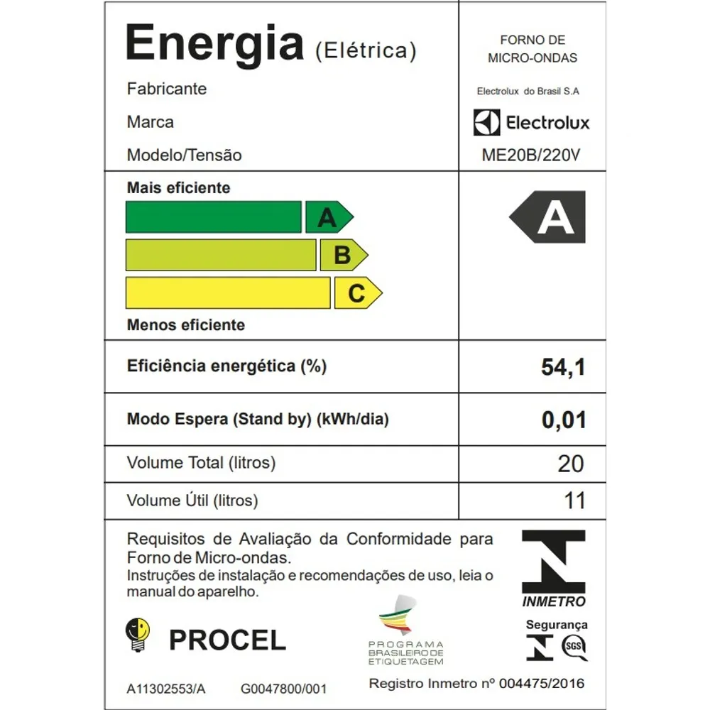 Micro-ondas Electrolux 20 Litros Branco 1200W 220V ME20B, , large image number 6