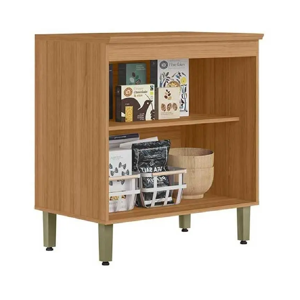 Balcão de Cozinha com Tampo 2 Potas 1 Prateleira 80cm Jequitibá/Off White - 100% MDF, , large image number 1