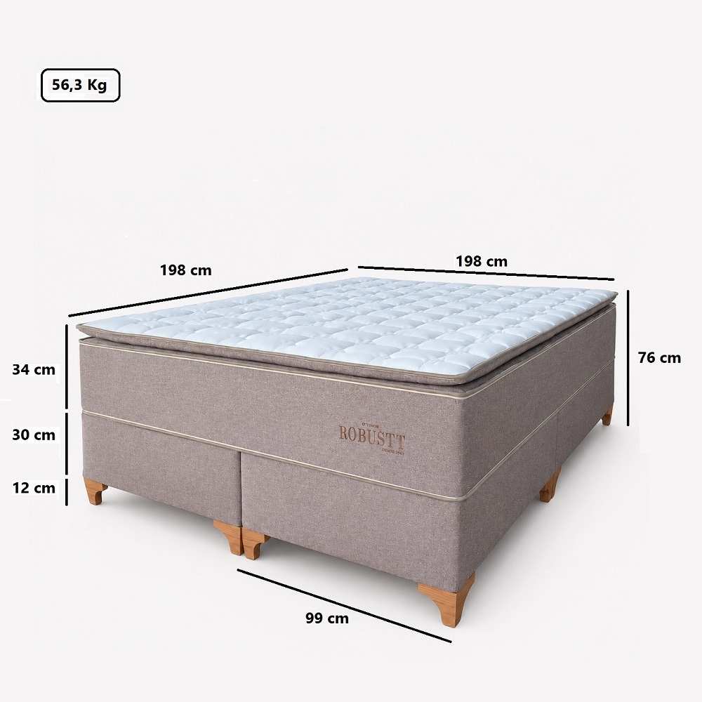 Cama Box King Size Espuma D26 e Molas Ensacadas Robustt 198x198x76cm Tit&acirc;nio, , large image number 3