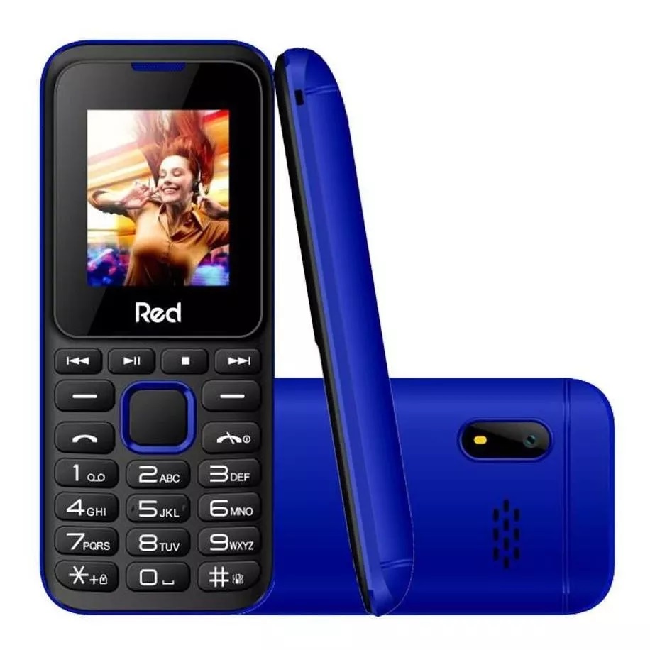 Celular Red Mobile Fit Music II Preto/Azul Com Câmera 2 Chips Lanterna
