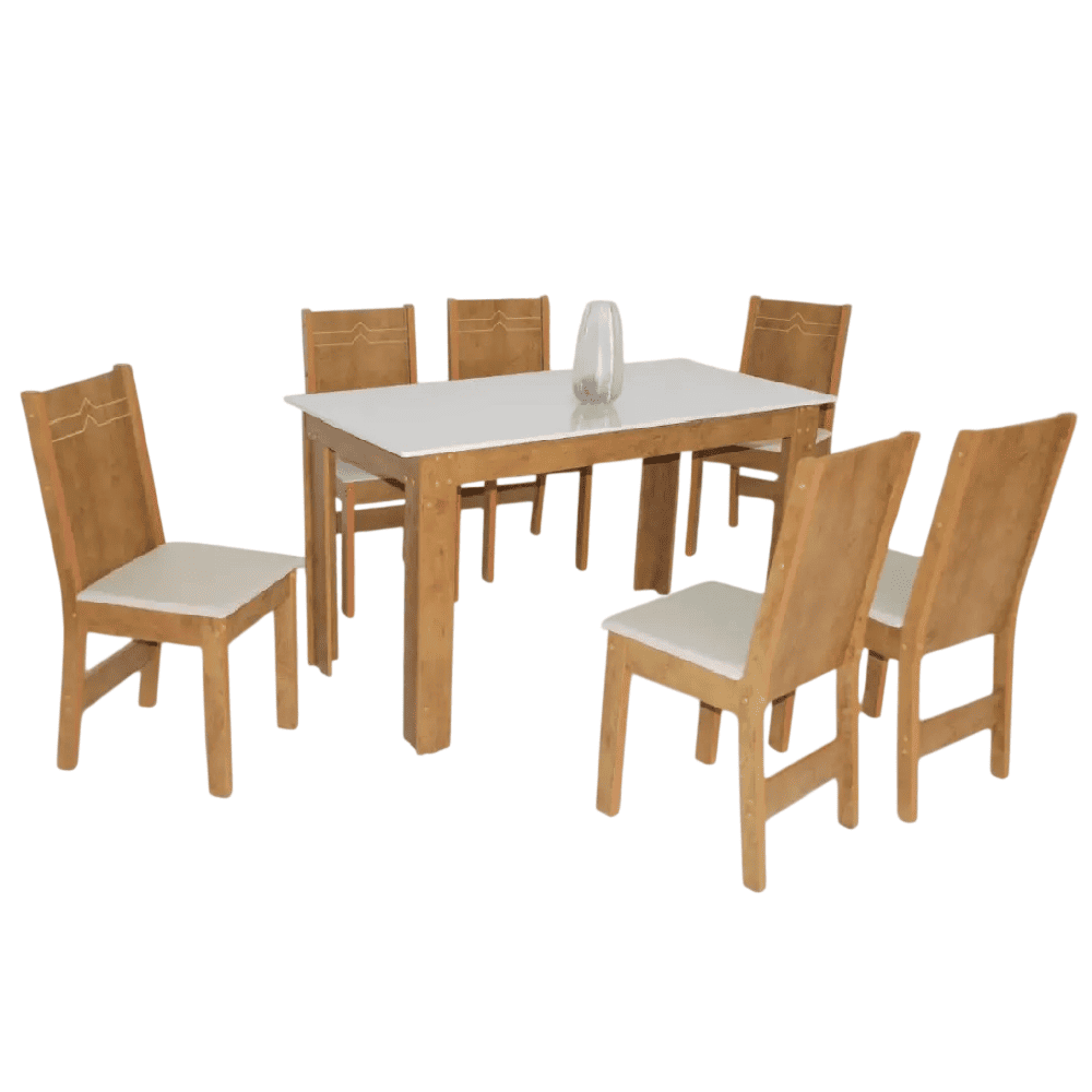 Conjunto de Mesa de Sala de Jantar 6 Cadeiras Elane Retangular S&atilde;o Carlos Millena