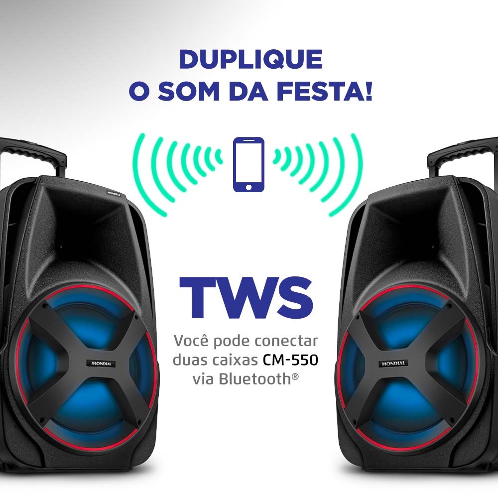 Caixa de Som Amplificada Mondial Bluetooth USB Rádio FM 550W Bivolt CM550, , large image number 3