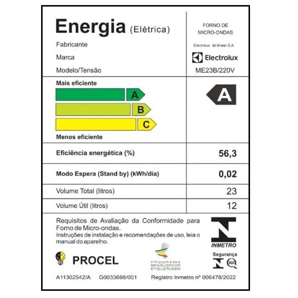 Micro-ondas Electrolux 23 Litros ME23B Branco 1100W, , large image number 5