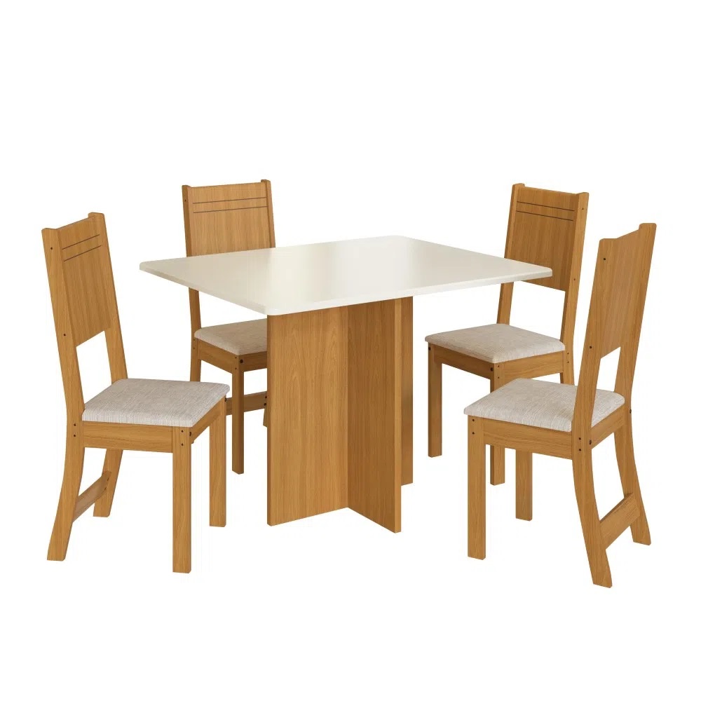 Conjunto de Mesa Monaco com 4 Cadeiras Evora Indekes 