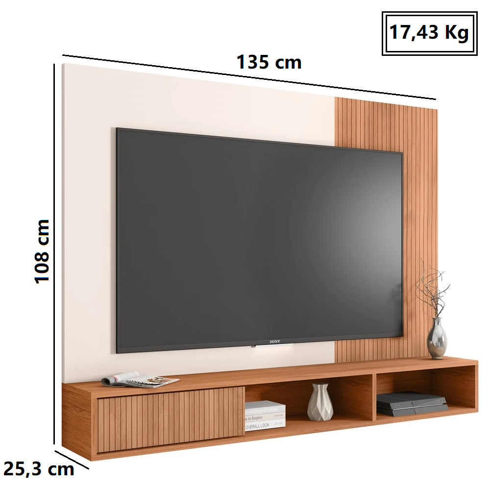 Painel Para TV At&eacute; 55 Polegadas Freij&oacute;/Off White Caemmun R&iacute;tmo 1.36, , large image number 5