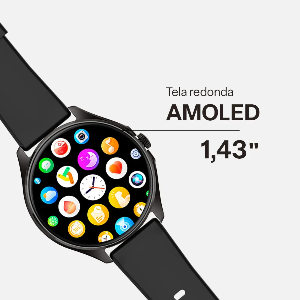 Smartwatch Multi M2R 1,43" Amoled Proteção IP67 Preto - WR206, , large image number 3