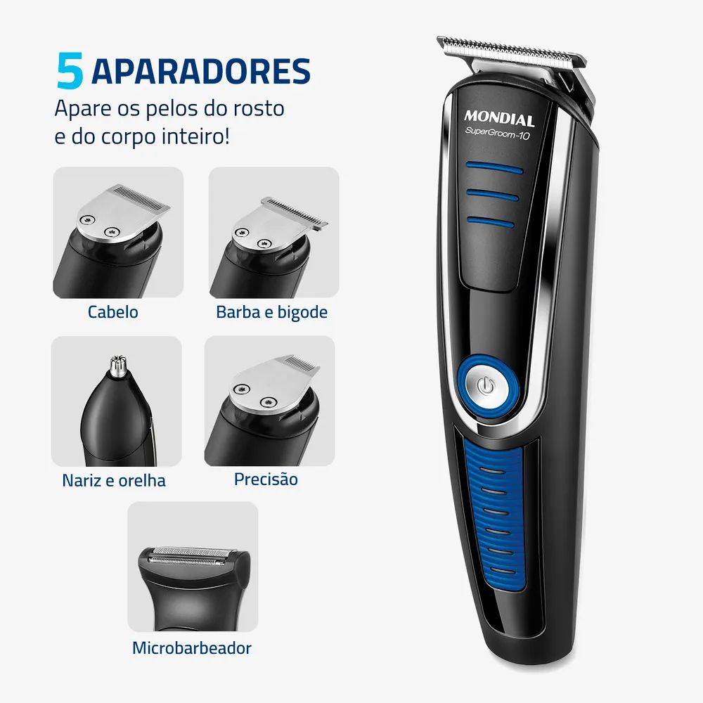 Aparador de Pelos Mondial BG-03 SuperGroom 10 em 1 Sem Fio Bivolt, , large image number 3