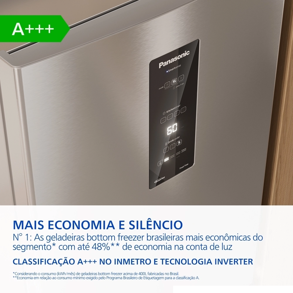 Geladeira Panasonic Frost Free 2 Portas A&ccedil;o Escovado 475L 220V BB64PV2XB Inverter, , large image number 5