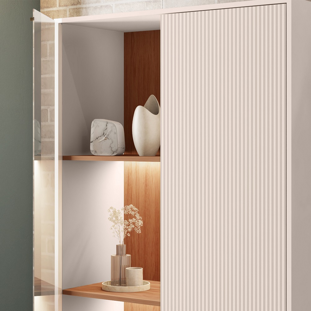 Cristaleira 2 Portas Mondrian Microripado Off White MR/Freijó Caemmun, , large image number 5