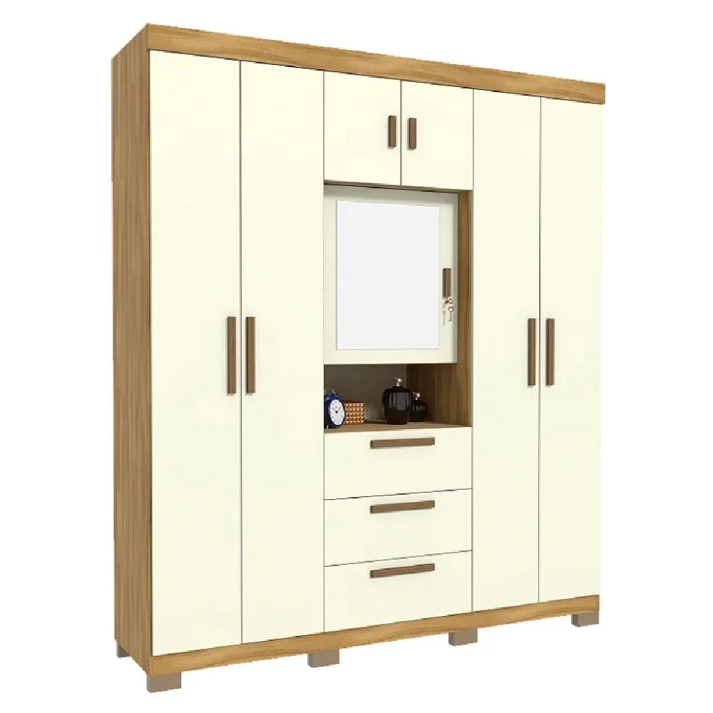 Guarda-Roupa Casal 7 Portas 3 Gavetas Freij&oacute;/Off White Avelan Catania Luxo, , large image number 0