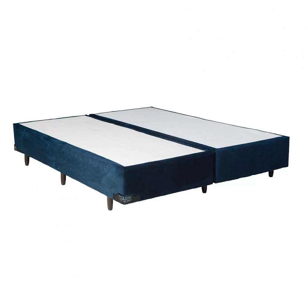 Base Cama Box Queen Revestimento em Veludo Azul 158x198x42 cm Caza Nobre Montivideu