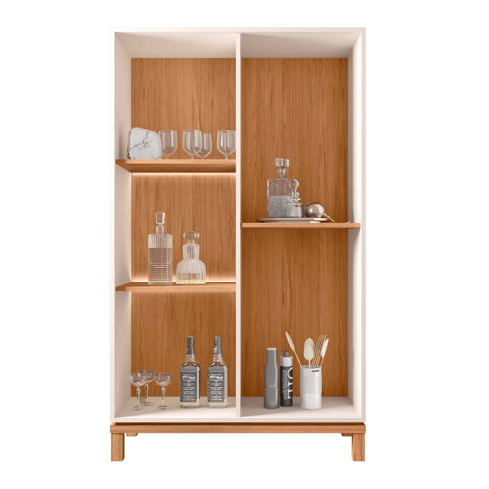 Cristaleira 2 Portas Mondrian Microripado Off White MR/Freijó Caemmun, , large image number 4