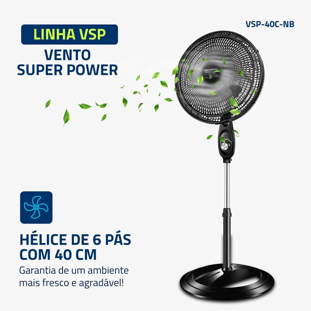 Ventilador de Coluna Mondial 40cm Super Power 6 Pás VSP-40C-NB, , large image number 1
