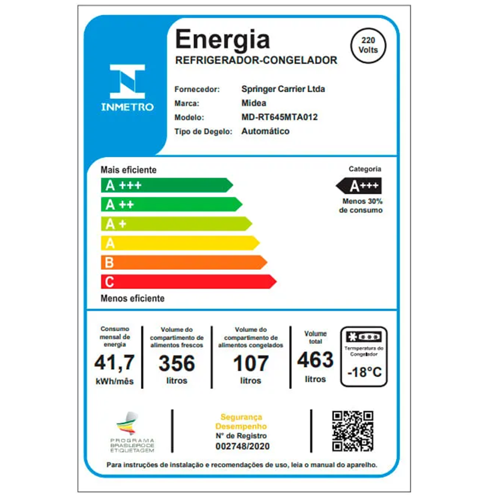 Geladeira Midea Frost Free Duplex MDRT645MTA012 463L 2 Portas Branca, , large image number 4