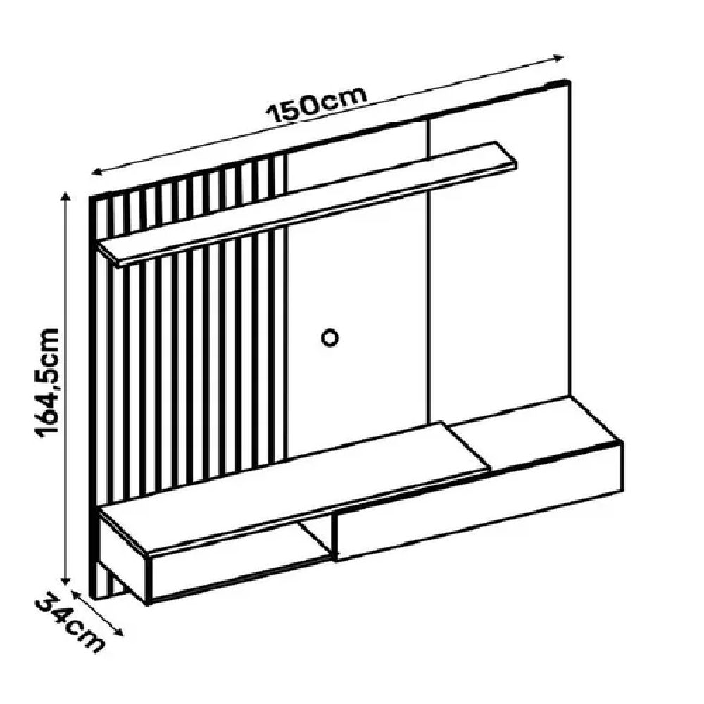 Painel Ripado Para TV até 65 Polegadas Griz/Carvalho Dj Móveis Tito, , large image number 2