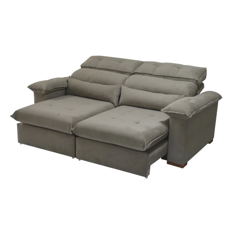 Sof&aacute; 2 Lugares 2 Assentos Retr&aacute;til e Reclin&aacute;vel Tecido Camu&ccedil;a 250cm JA Marrom