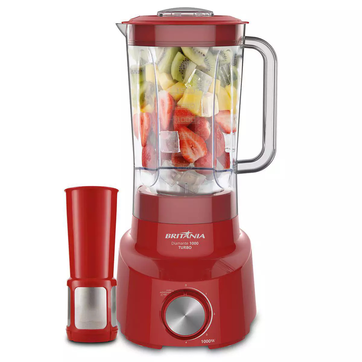Liquidificador Britânia BLQ Diamante Turbo com 4 Velocidades 1000W 220V, Vermelho, large image number 1