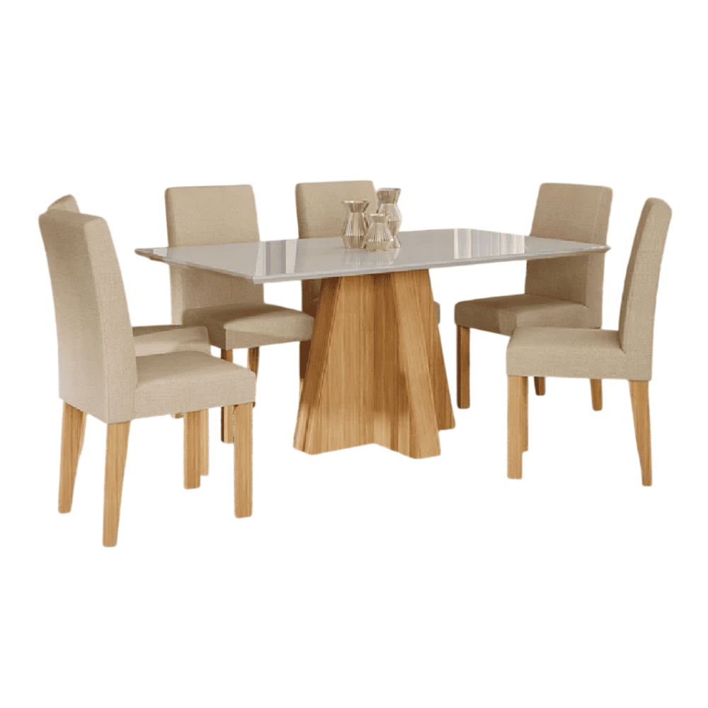 Conjunto Mesa Sala de Jantar Retangular 6 Cadeiras Maia Cimol Patricia