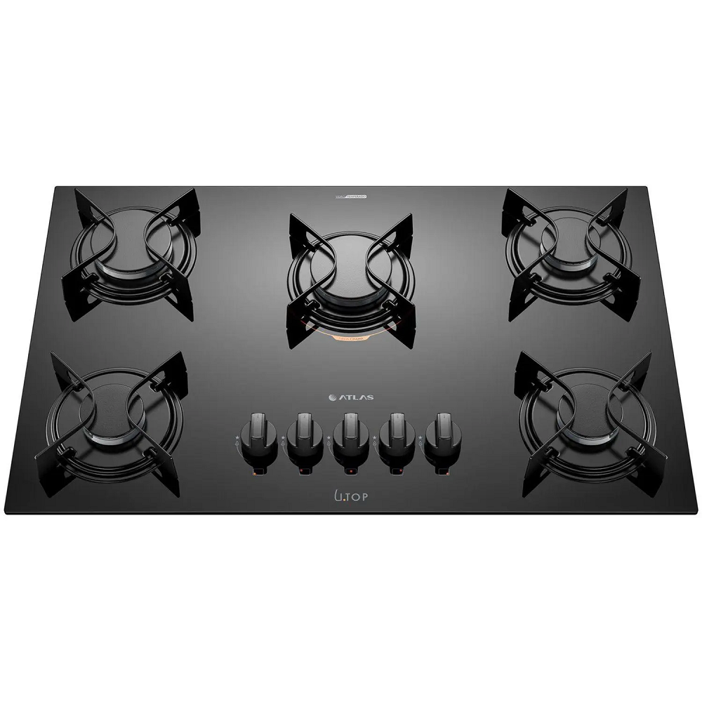 Cooktop 5 Bocas Atlas Acendimento Automático Preto Bivolt Utop Glass