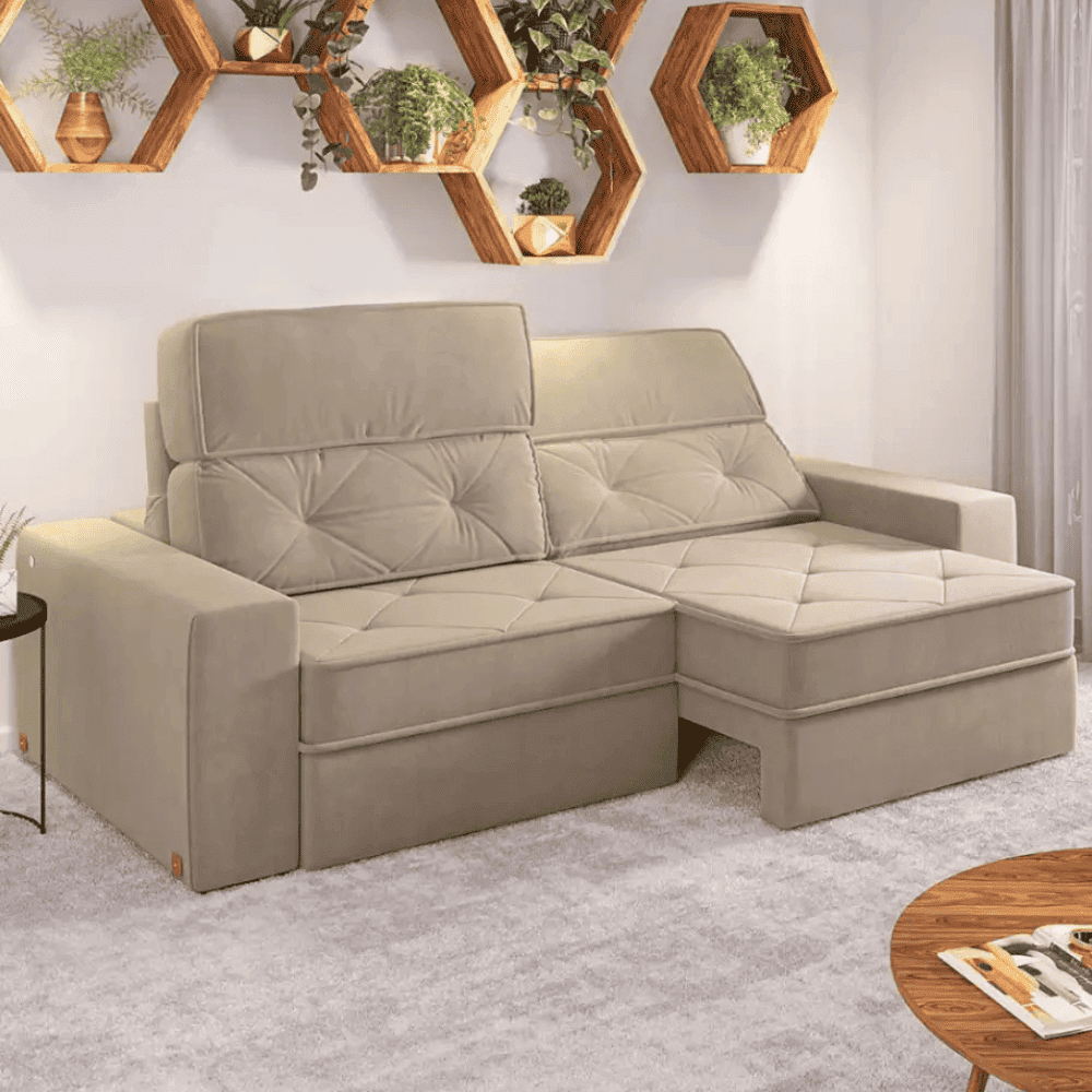 Sof&aacute; 2 Lugares Retr&aacute;til e Reclin&aacute;vel Estrela Arizona, Castor, large image number 1