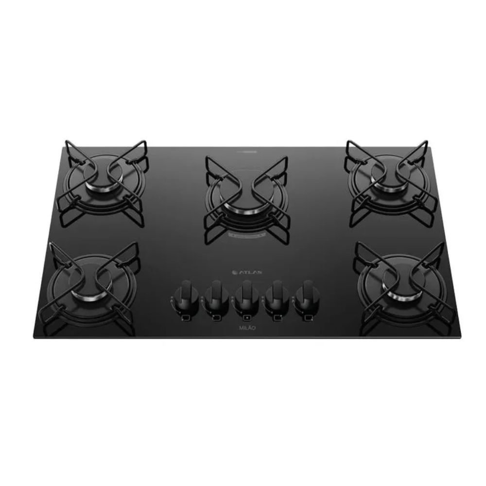 Cooktop 5 Bocas Atlas Mesa de Vidro Preto Acendimento Automático Milão Bivolt, , large image number 1