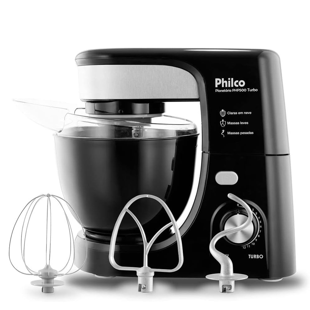 Batedeira Planetária Philco Preta Turbo 700W 220V PHP500P