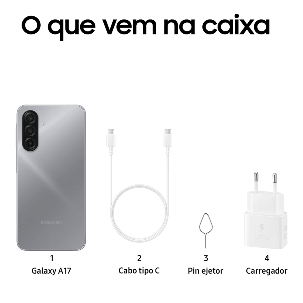 Smartphone Samsung A17 Cinza 128GB 8GB RAM Tela 6,7" C&acirc;mera Tripla + Selfie 13MP, , large image number 6