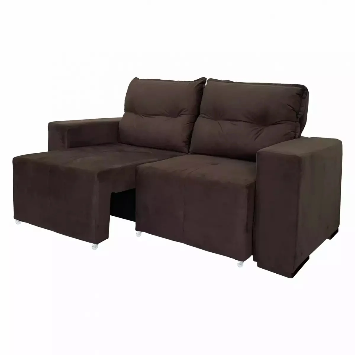 Sof&aacute; Retr&aacute;til e Reclin&aacute;vel 3 Lugares 183cm Chocolate JW Su&iacute;&ccedil;a