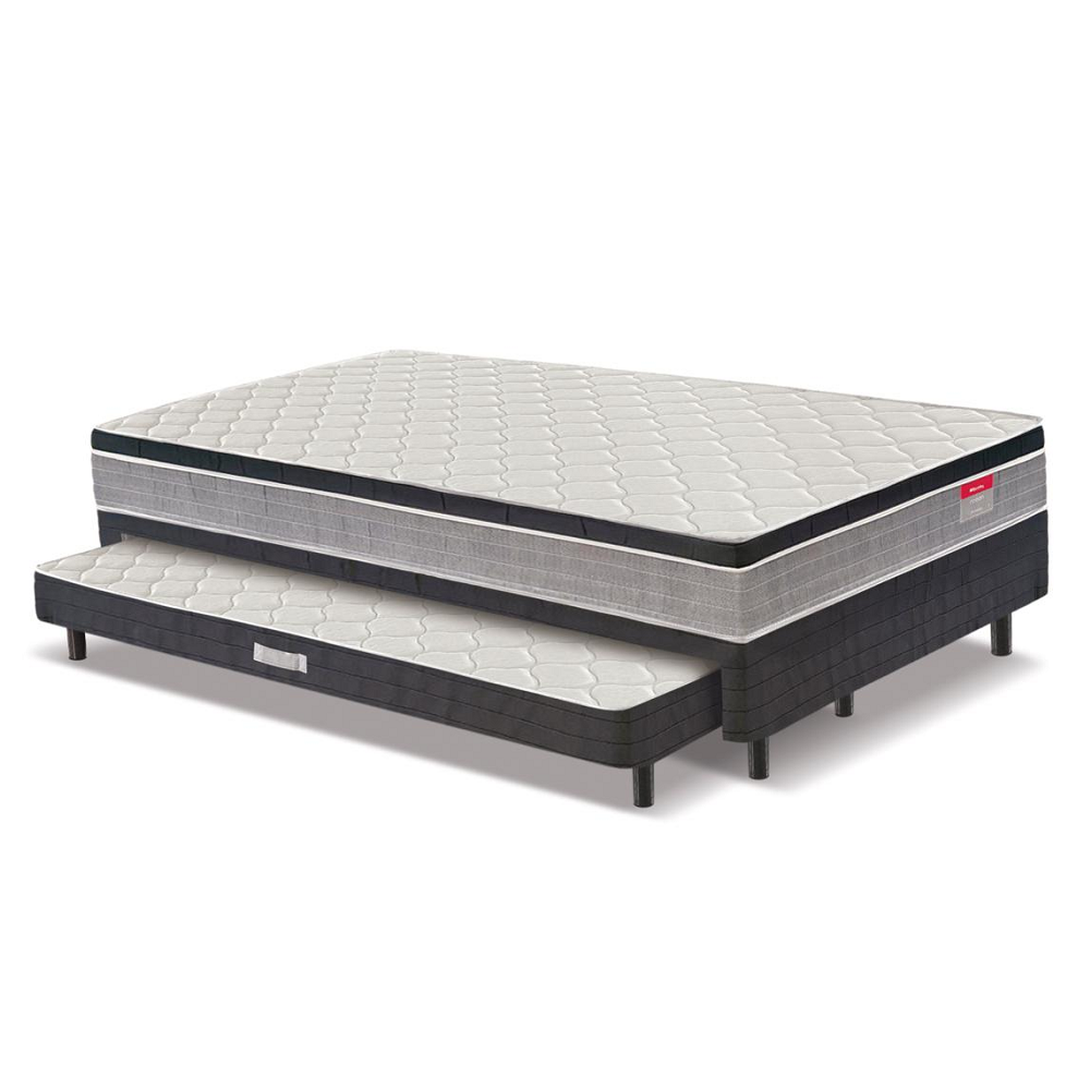 Cama Box Solteir&atilde;o Conjugada com Auxiliar Rosen Molas Bonel Cinza 88x188x64 cm Reconflex