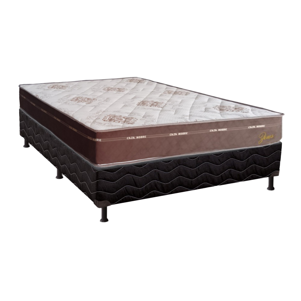 Conjunto Box Casal com Base Preta Reconflex e Colchao Espuma AG D33 Caza Nobre Zeus 138x188x66 cm