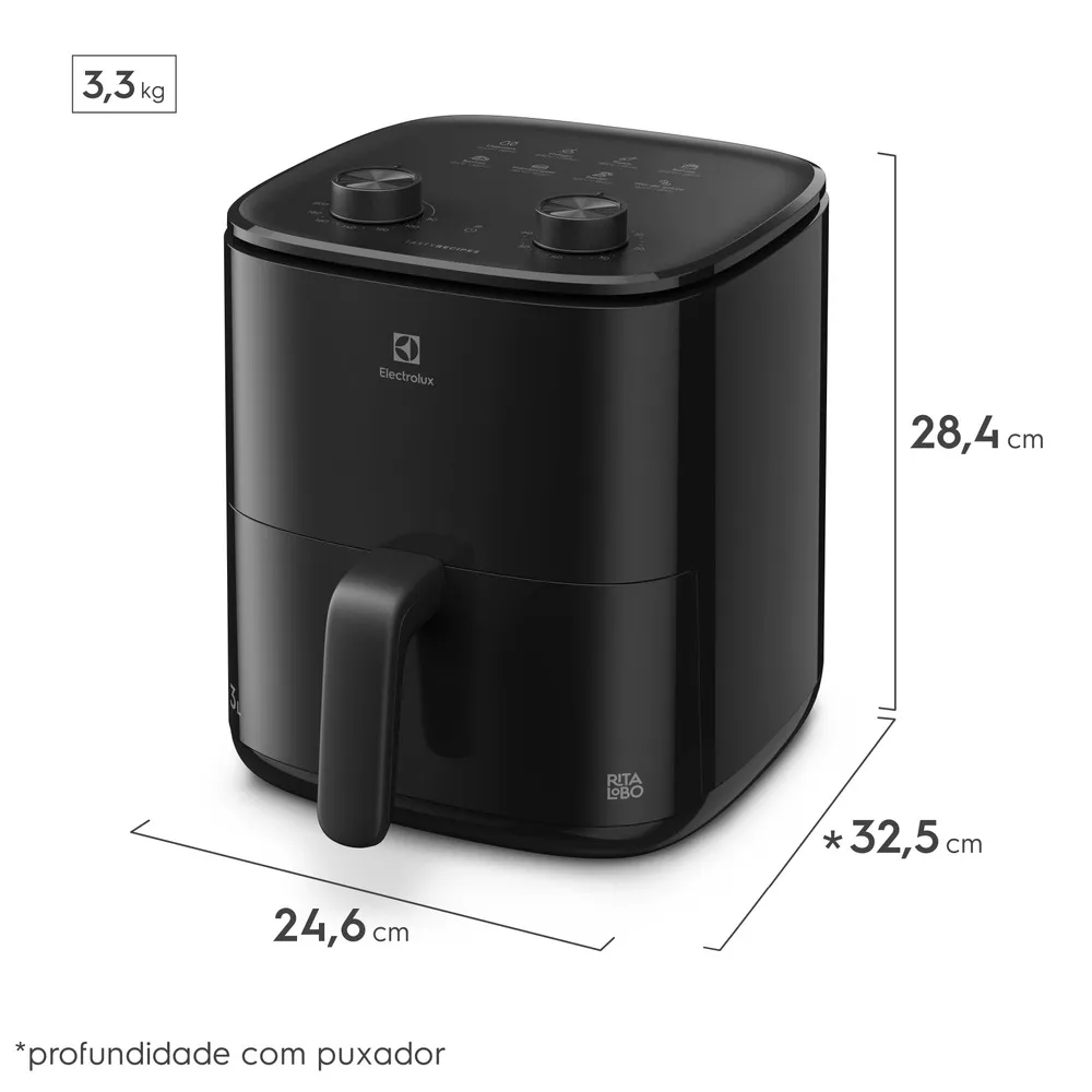 Fritadeira El&eacute;trica Air Fryer Electrolux Sem &Oacute;leo 3 Litros Preta 1200W 220V EAF05, , large image number 7