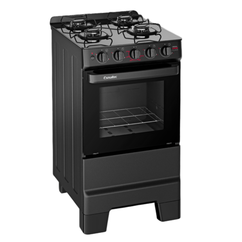 Fog&atilde;o 4 bocas Esmaltec Mesa de Vidro Acendimento Autom&aacute;tico Preto Ideal Super Glass F4VAP 4128