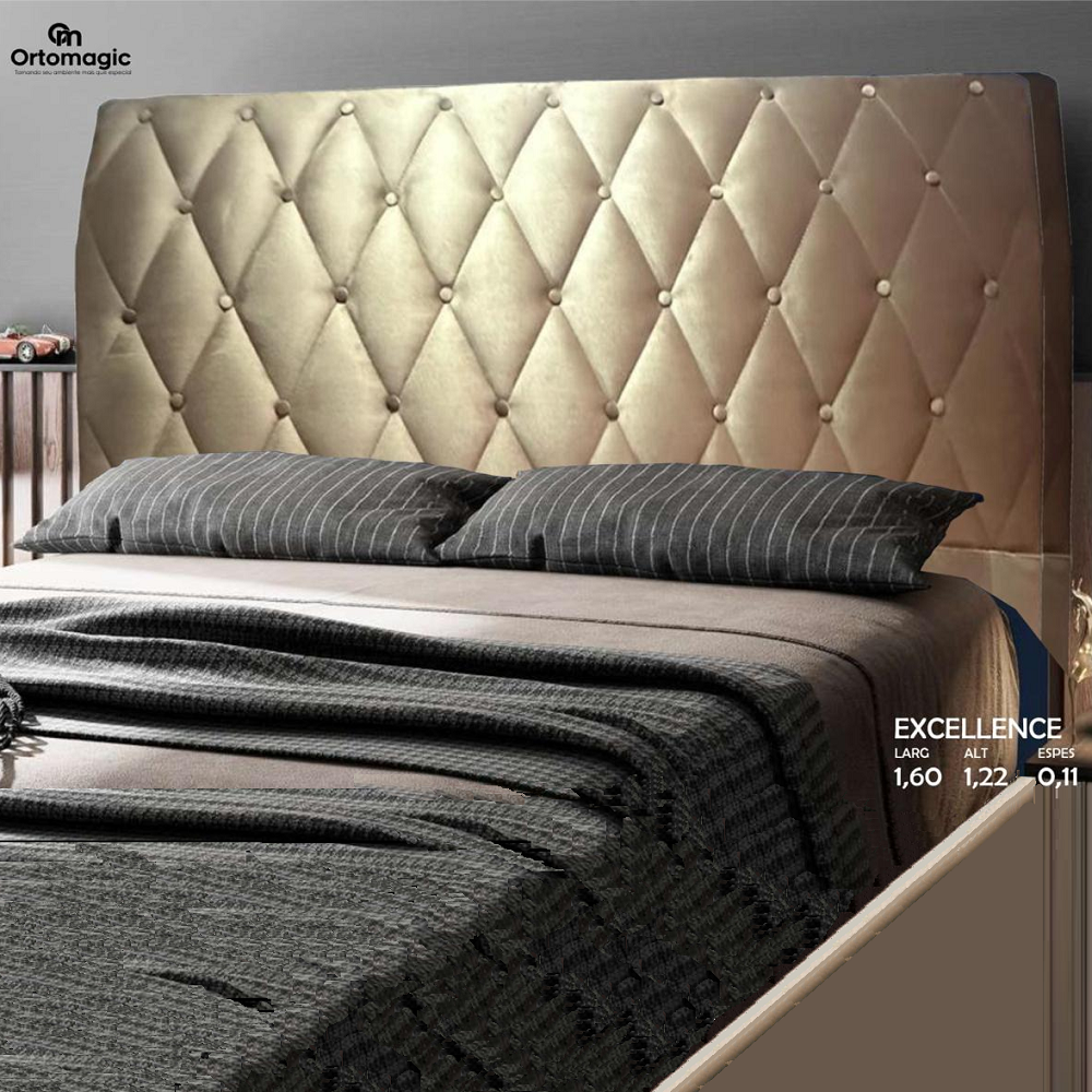 Cabeceira Queen Estofada 160 cm Veludo Caramelo Ortomagic Excellence, , large image number 0