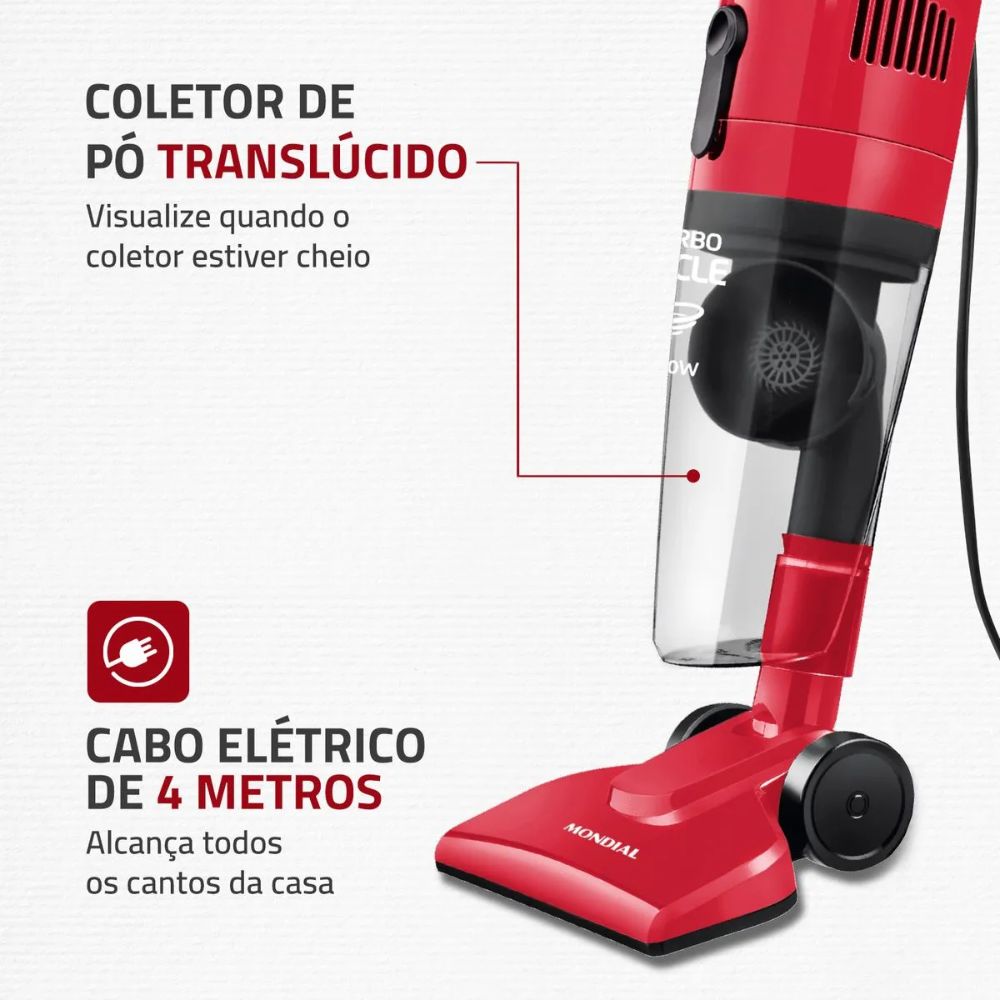 Aspirador de Pó Vertical 2 em 1 Mondial Turbo Cycle 1100W 220V AP36, , large image number 3