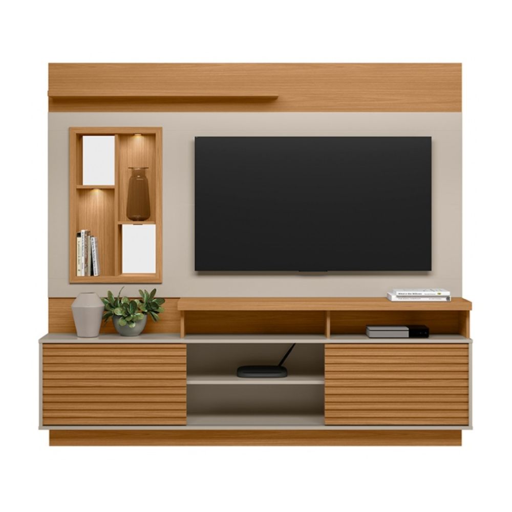 Estante Home para Tv até 60" Polegadas com LED Nature/Off White Eldorado Linea Brasil