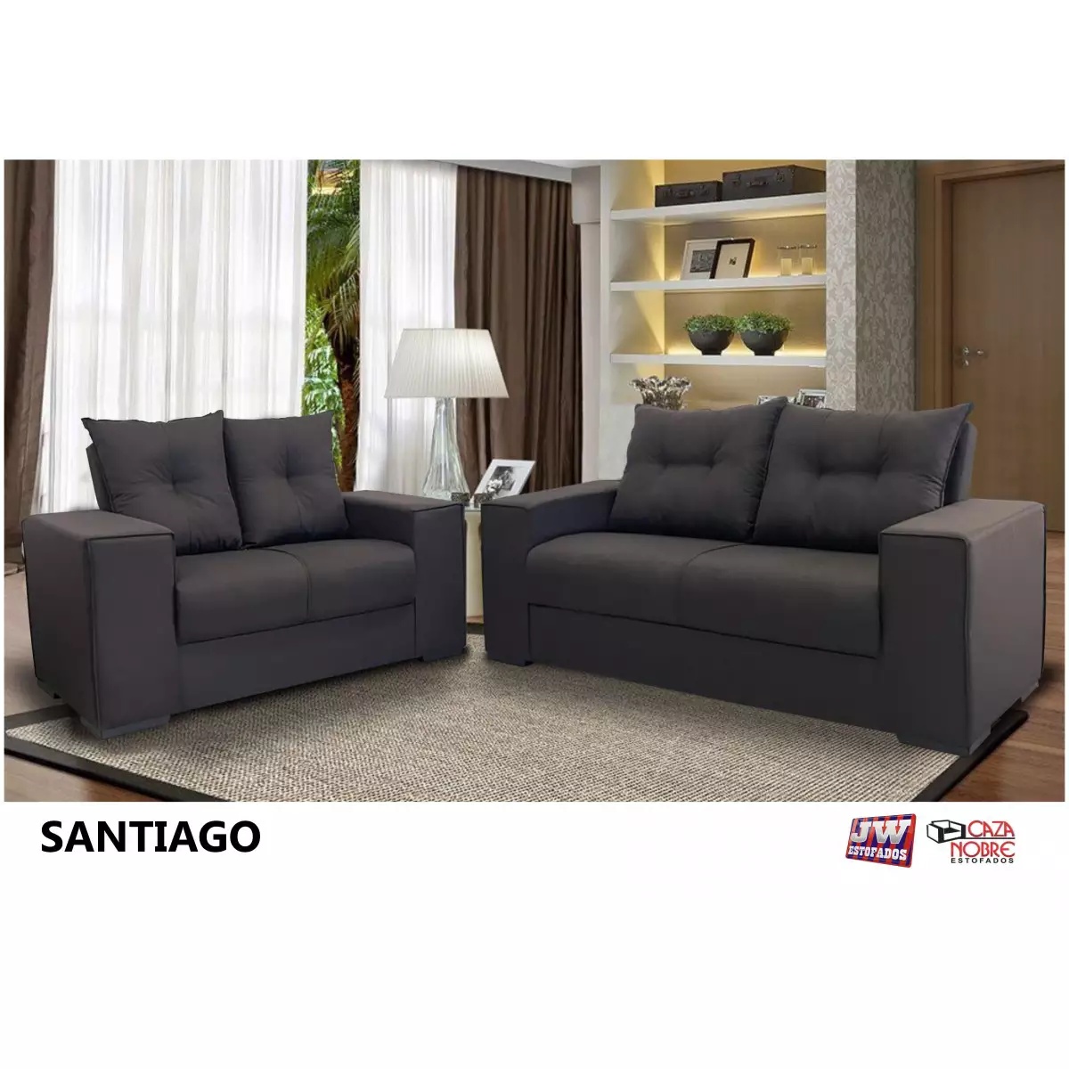 Conjunto de Sofá 2 e 3 Lugares Chumbo JW Santiago, Chocolate, swatch