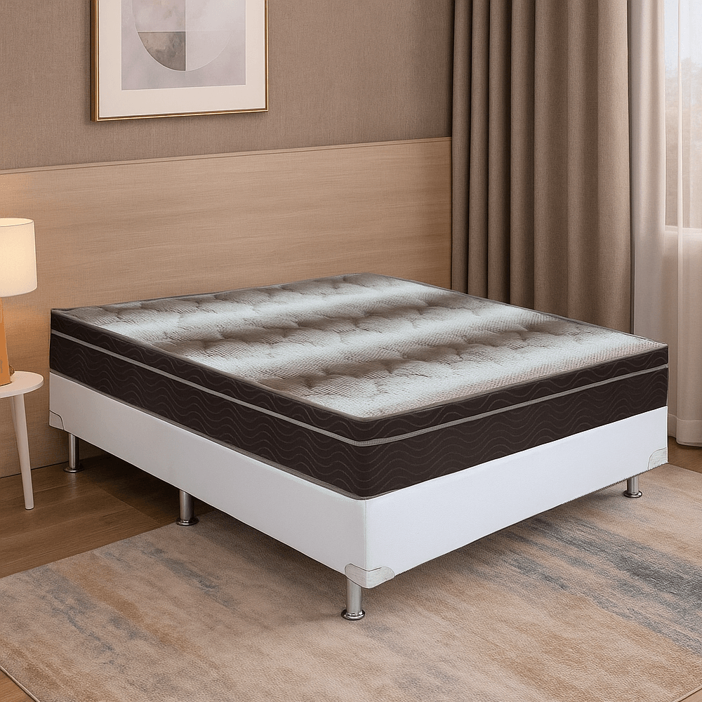 Cama Box Casal com Base Branca e Colchao Ortobom Light Ortopdico 2.4 188x138x65 cm, , large image number 1