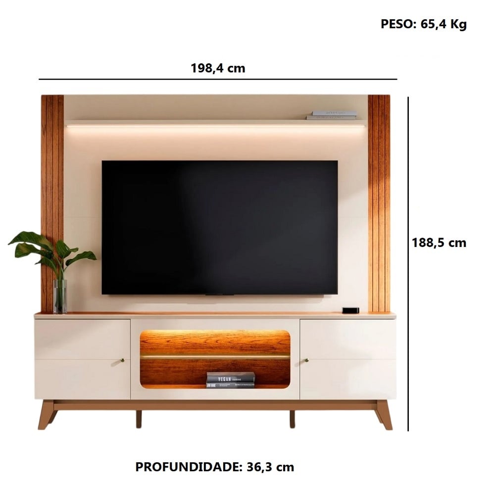 Estante Home para Tv at&eacute; 75 Polegadas Off White/Canela M&ouml;bler Macei&oacute;, , large image number 2
