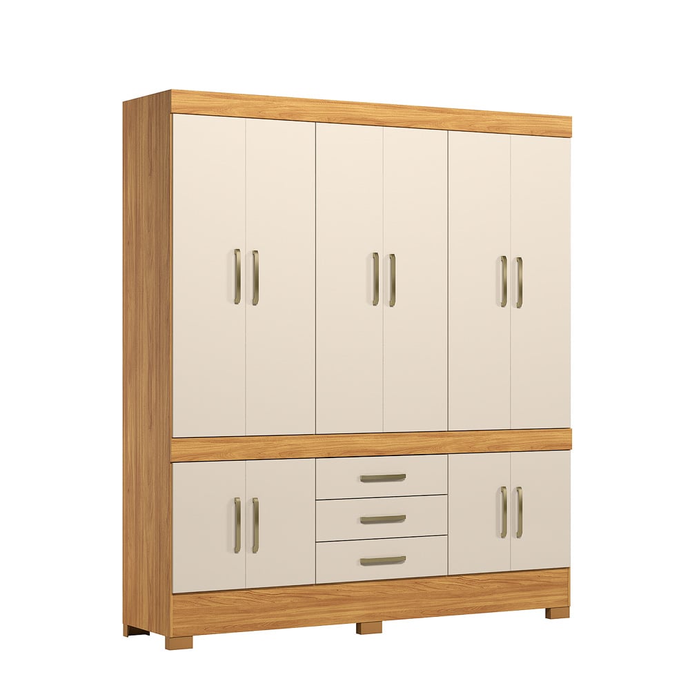 Guarda-Roupa Casal 10 Portas 3 Gavetas Dem&oacute;bile Cinamomo/Off White New Murano