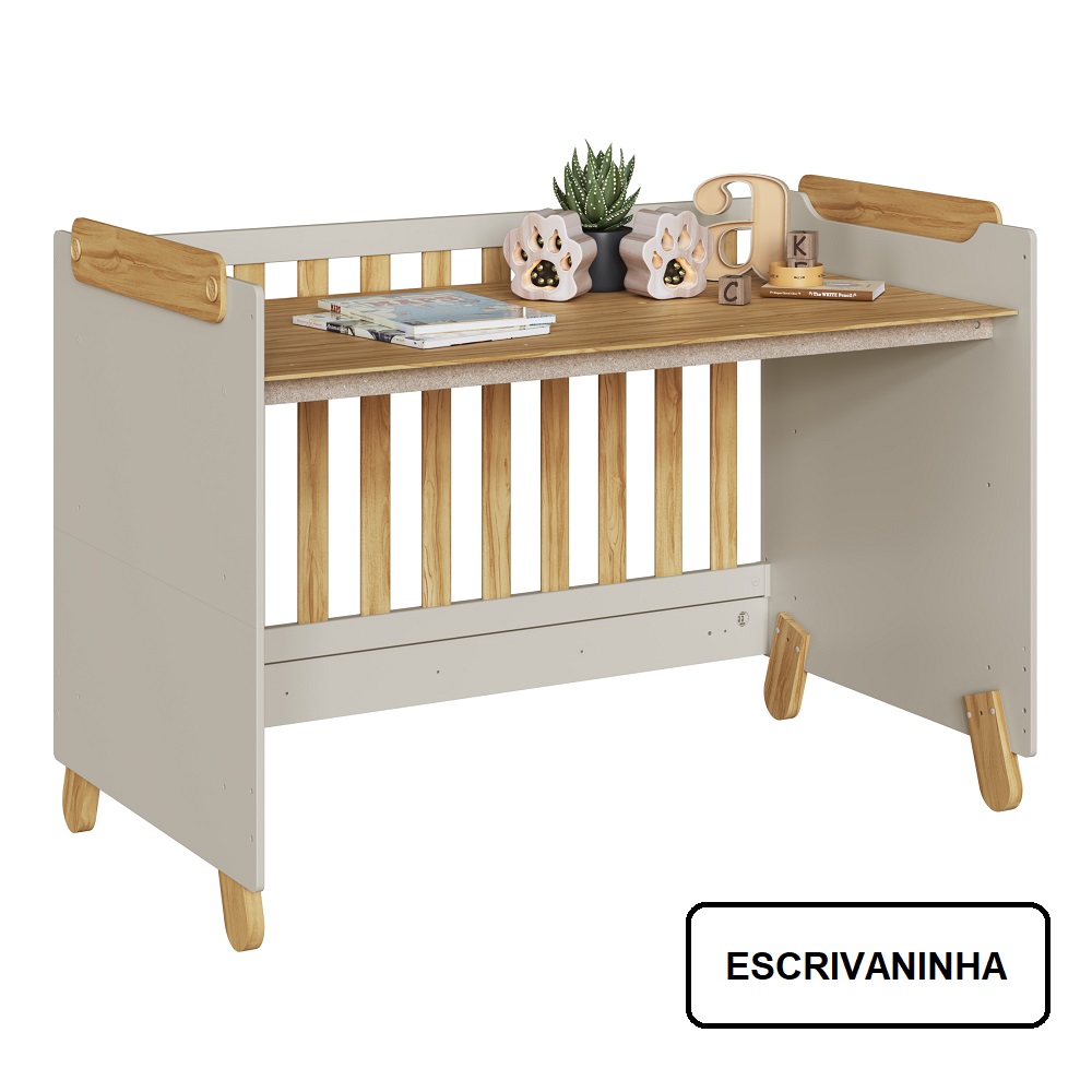 Ber&ccedil;o Mini-Cama/Escrivaninha/Mini-Sof&aacute; Pingo Am&ecirc;ndoa/Off White 70x130 Peroba, , large image number 3