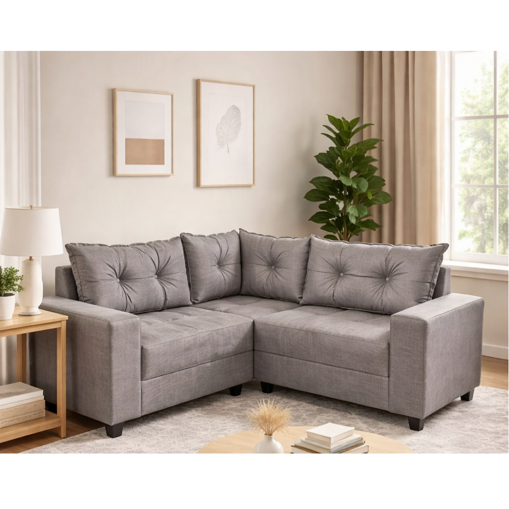 Sof&aacute; 4 Lugares de Canto Cinza Movelpaz Belgrado, Cinza, large image number 1