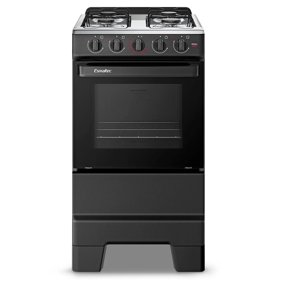 Fogão 4 bocas Esmaltec Mesa de Inox Preto Ideal Pop F4ISB 4120
