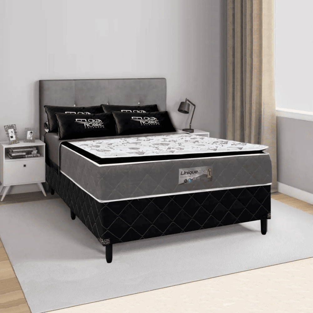 Cama Box Conjugada Casal Espuma D28 Unique Pillow Confort 188x138x69 cm Caza Nobre, , large image number 1