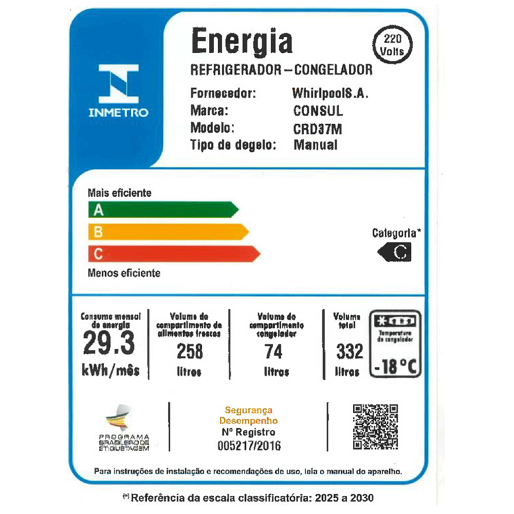 Geladeira Cycle Defrost Consul 2 Portas Branca 332L 220V CRD37M, , large image number 9