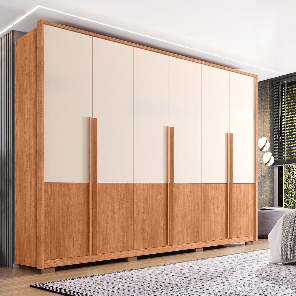 Guarda-Roupa Casal 6 Portas 6 Gavetas Freij&oacute;/Off White Caemmun Hopper 2.7, , large image number 2